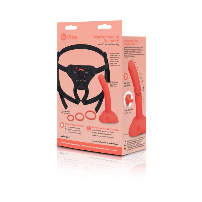 b-Vibe Beginners Strap-On Harness Set with 5 in. Silicone Dildo Peg
