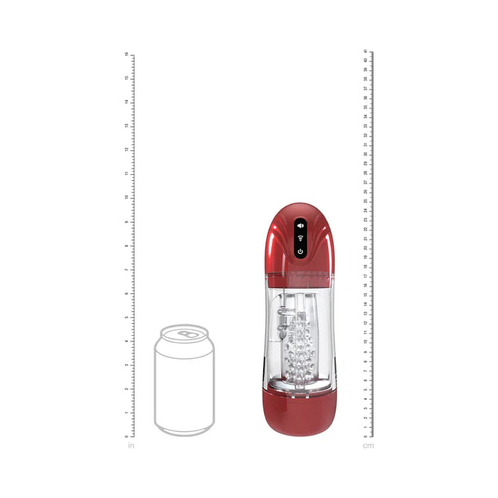 PUMPED SonicPull Masturbator Suction Vibration Multimedia Enhanced Metallic Red