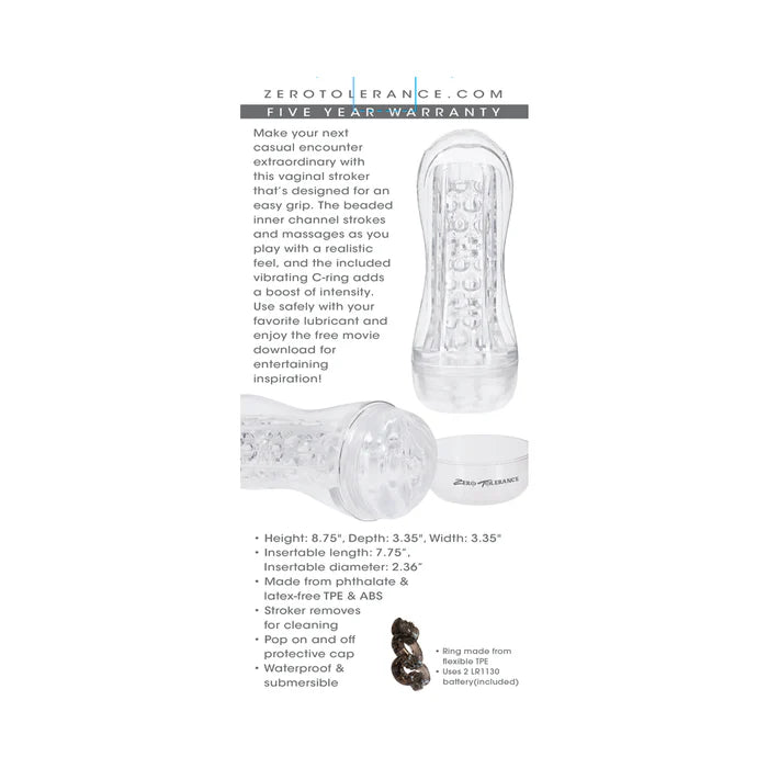 Zero Tolerance Casual Encounter Stroker Masturbator TPE Clear