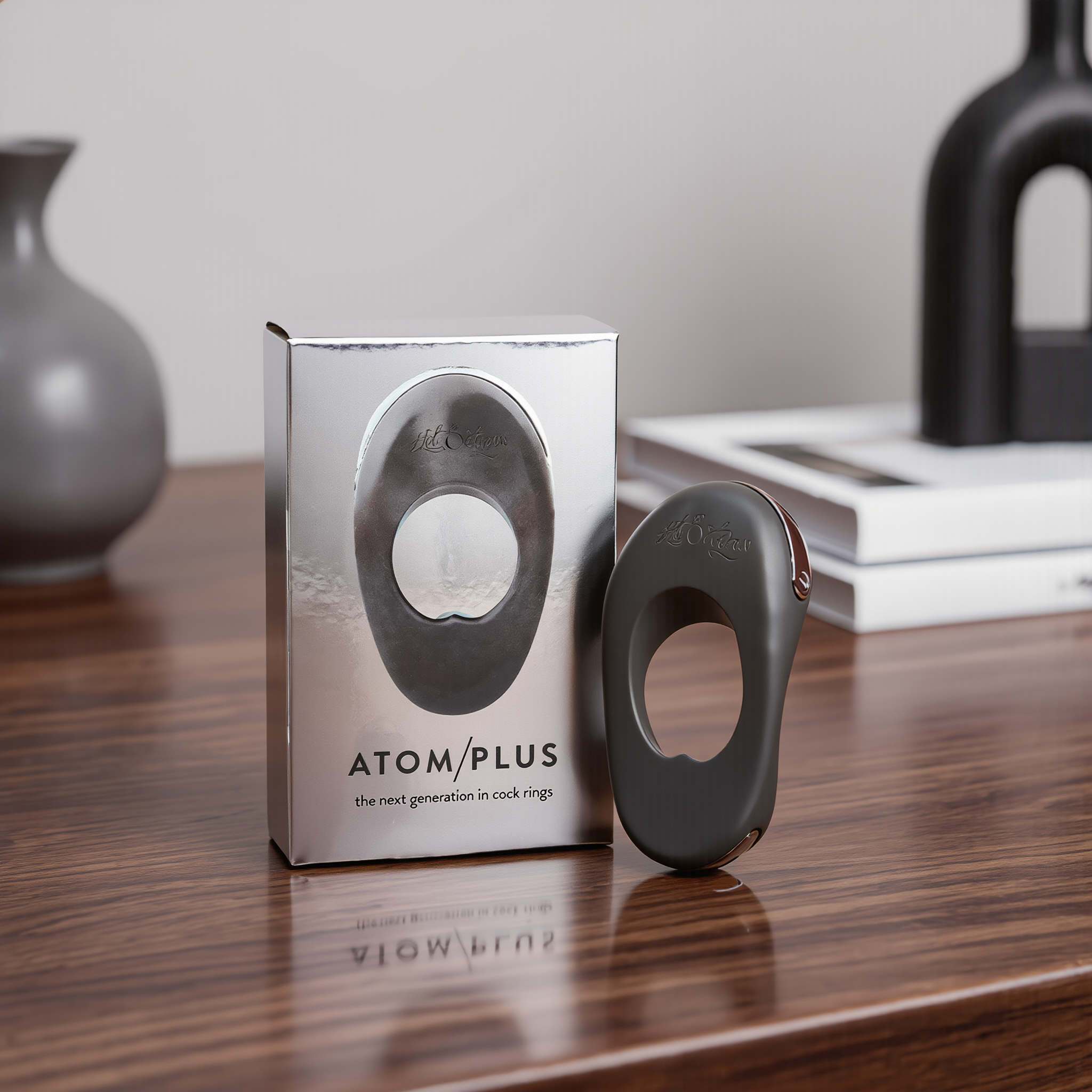 Hot Octopuss Atom Plus Rechargeable Vibrating Cock Ring Black