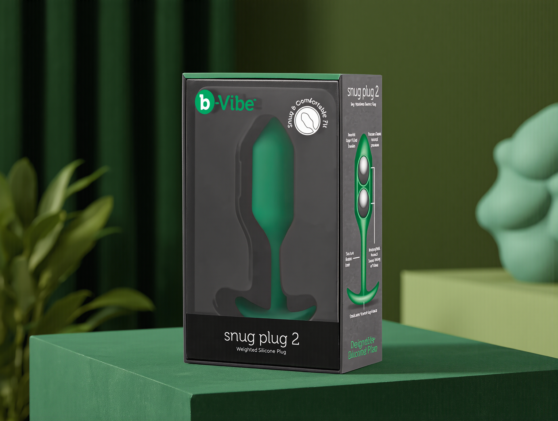 b-Vibe Snug Plug 2 Weighted Silicone Anal Plug Green