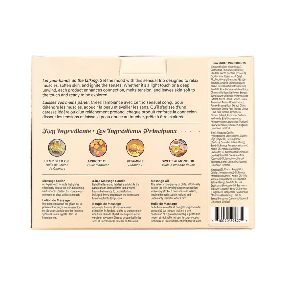 Earthly Body Hemp Seed Massage in a Box Gift Set Lavender