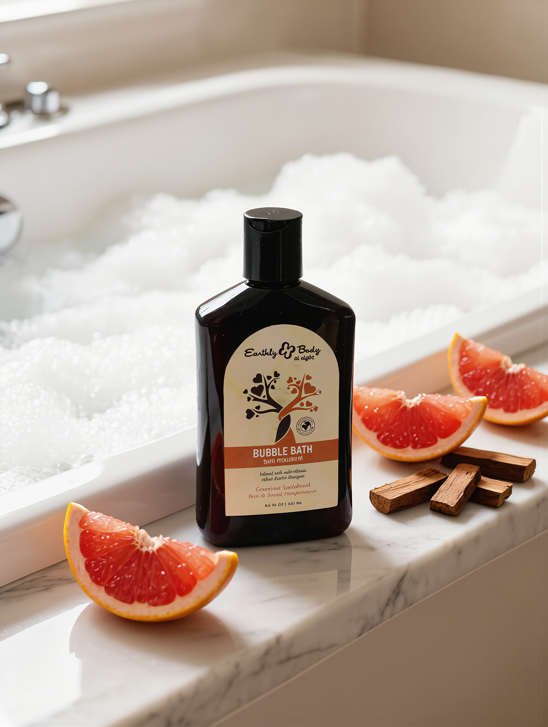 Earthly Body At Night Aphrodisiac Bubble Bath Grapefruit Sandalwood 8.4 oz