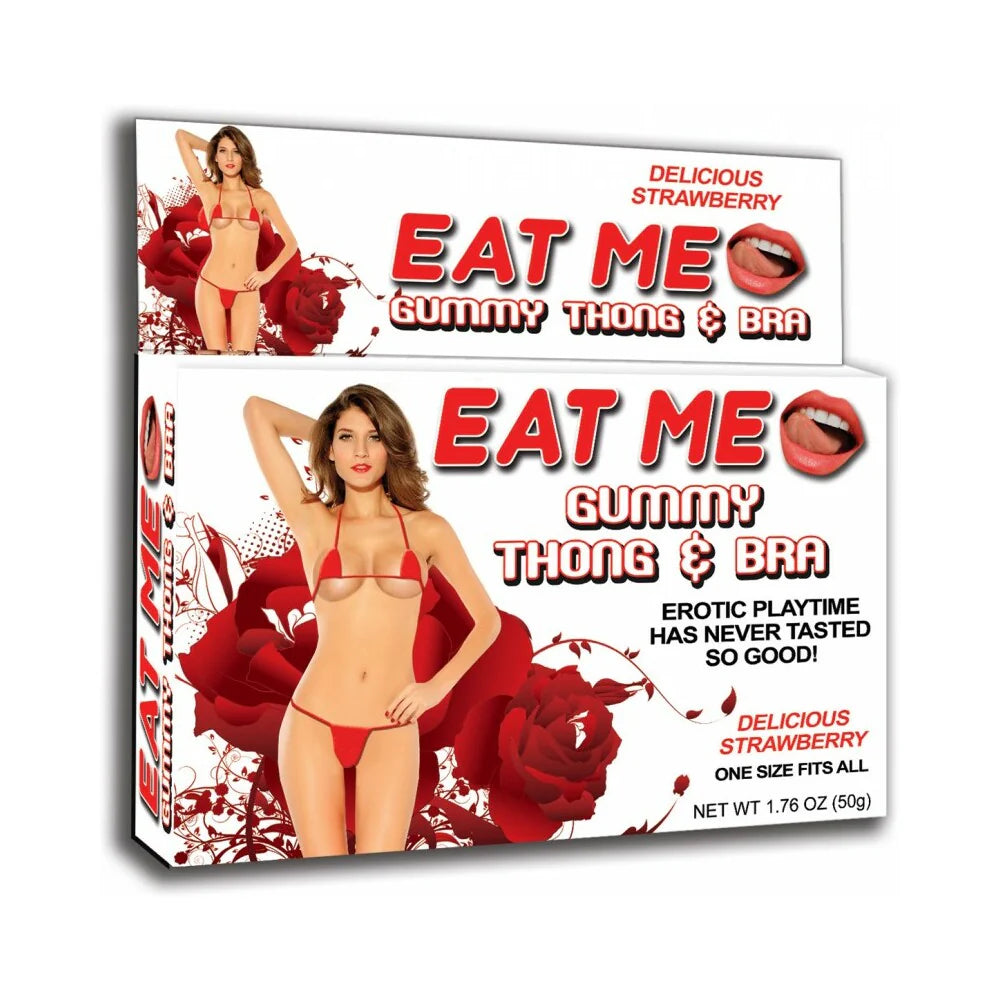 Strawberry-flavored Eat Me gummy thong and bra set