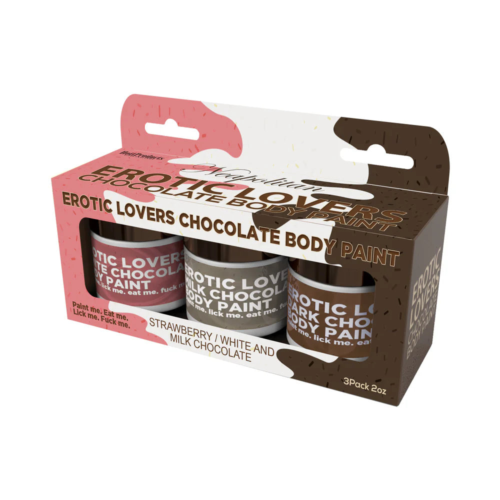 Erotic Chocolate Body Paints White/Milk Chocolate &Strawberry (3 Pack)