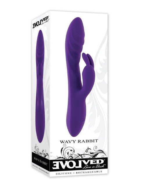 Evolved Wavy Rabbit Rechargeable Dual Stimulator Silicone Purple
