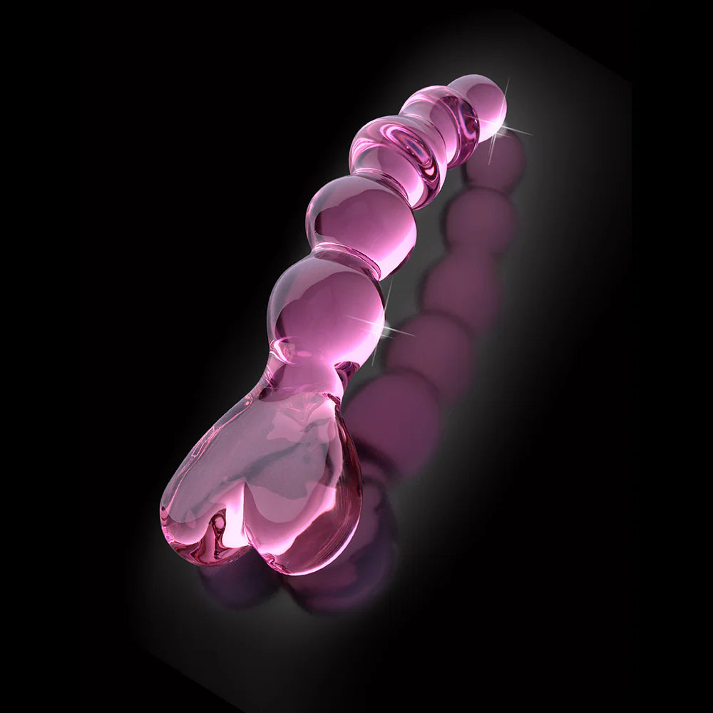 Icicles No. 43 Glass Massager with Heart-Shaped Handle Pink