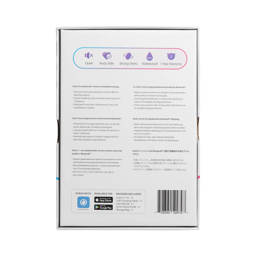Lovense Hush 2 Bluetooth Remote-Controlled Vibrating Butt Plug