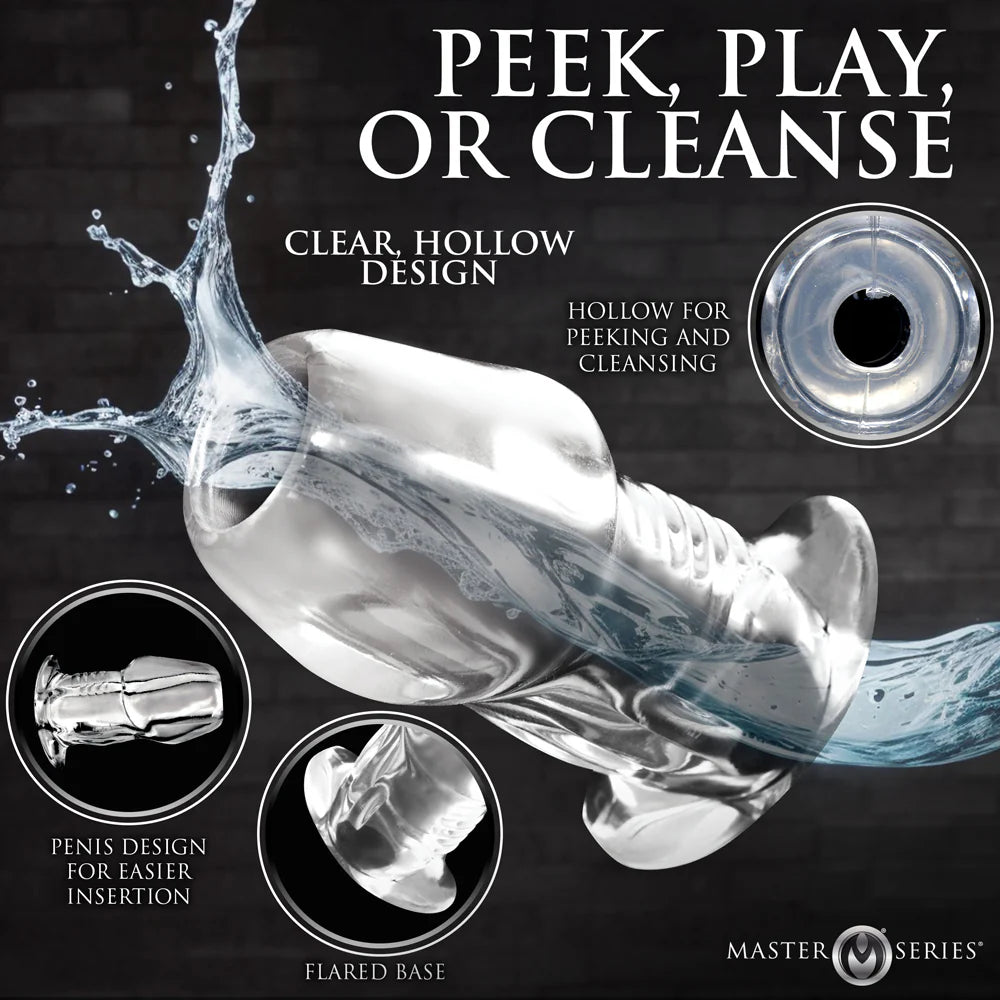 Master Series Dicked Clear Hollow Anal Plug Large