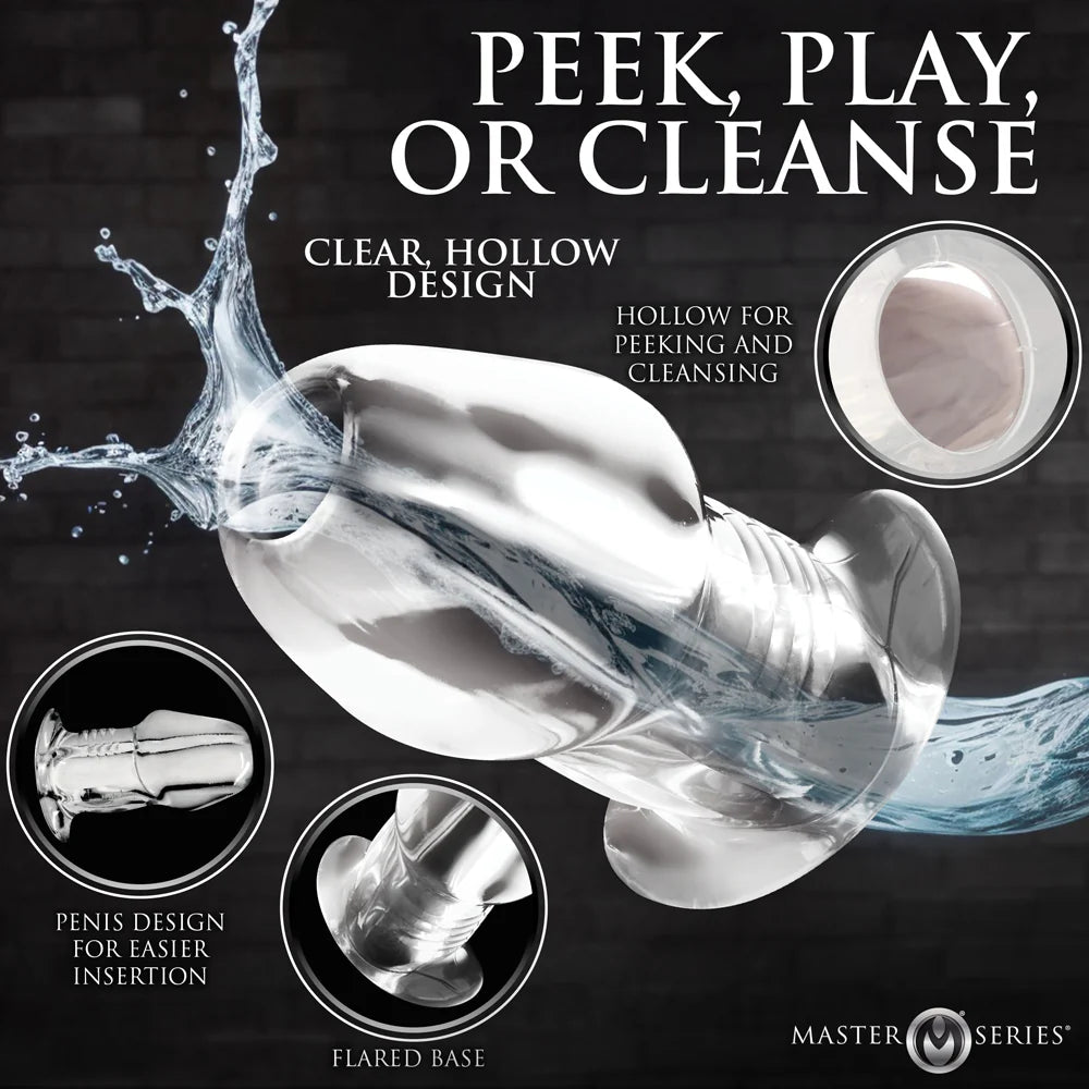 Master Series Dicked Clear Hollow Anal Plug XLarge