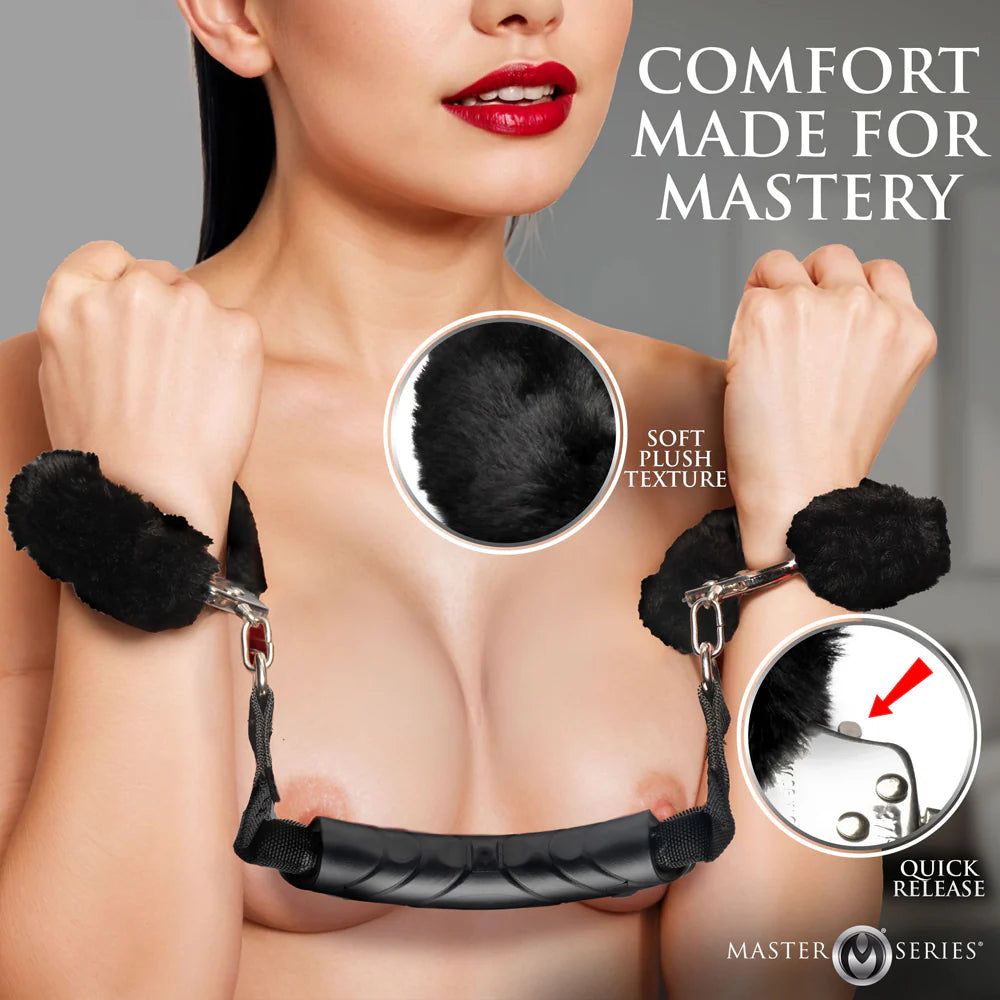 Master Series Furry Handcuffs with Handle