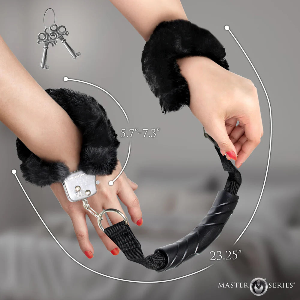 Master Series Furry Handcuffs with Handle