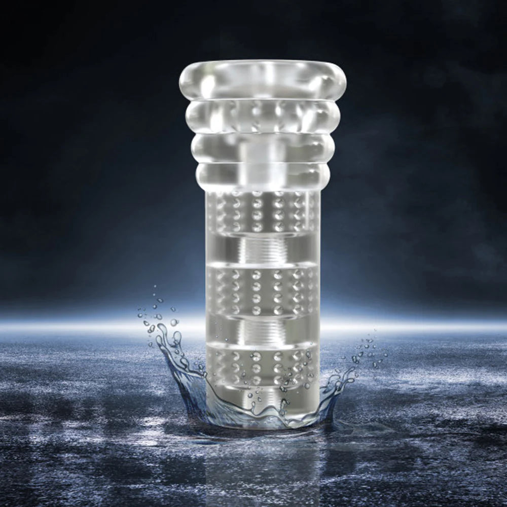 M for Men All Night Glow in the Dark Textured Stroker Clear