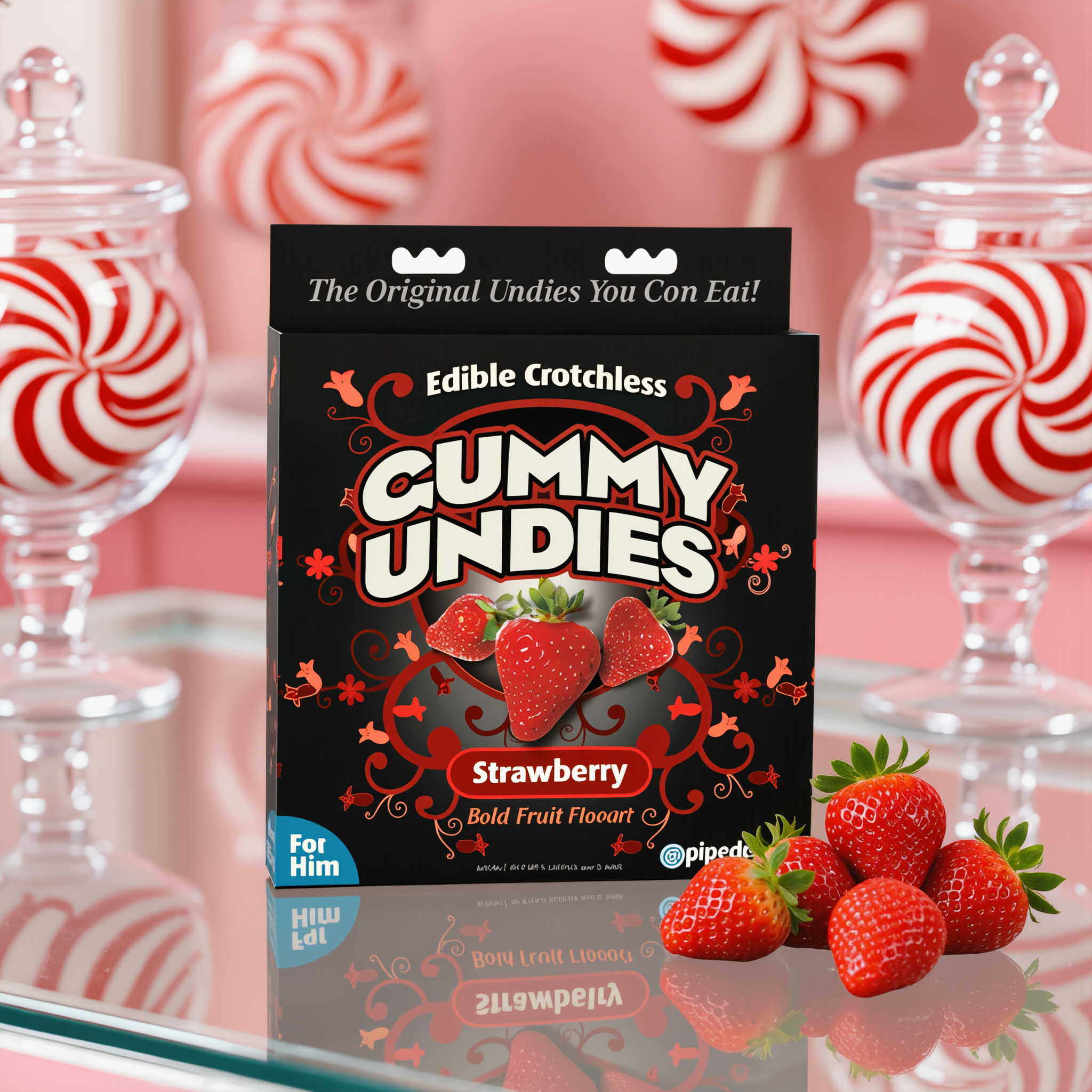 Pipedream Edible Crotchless Gummy Undies For Him Strawberry Flavor