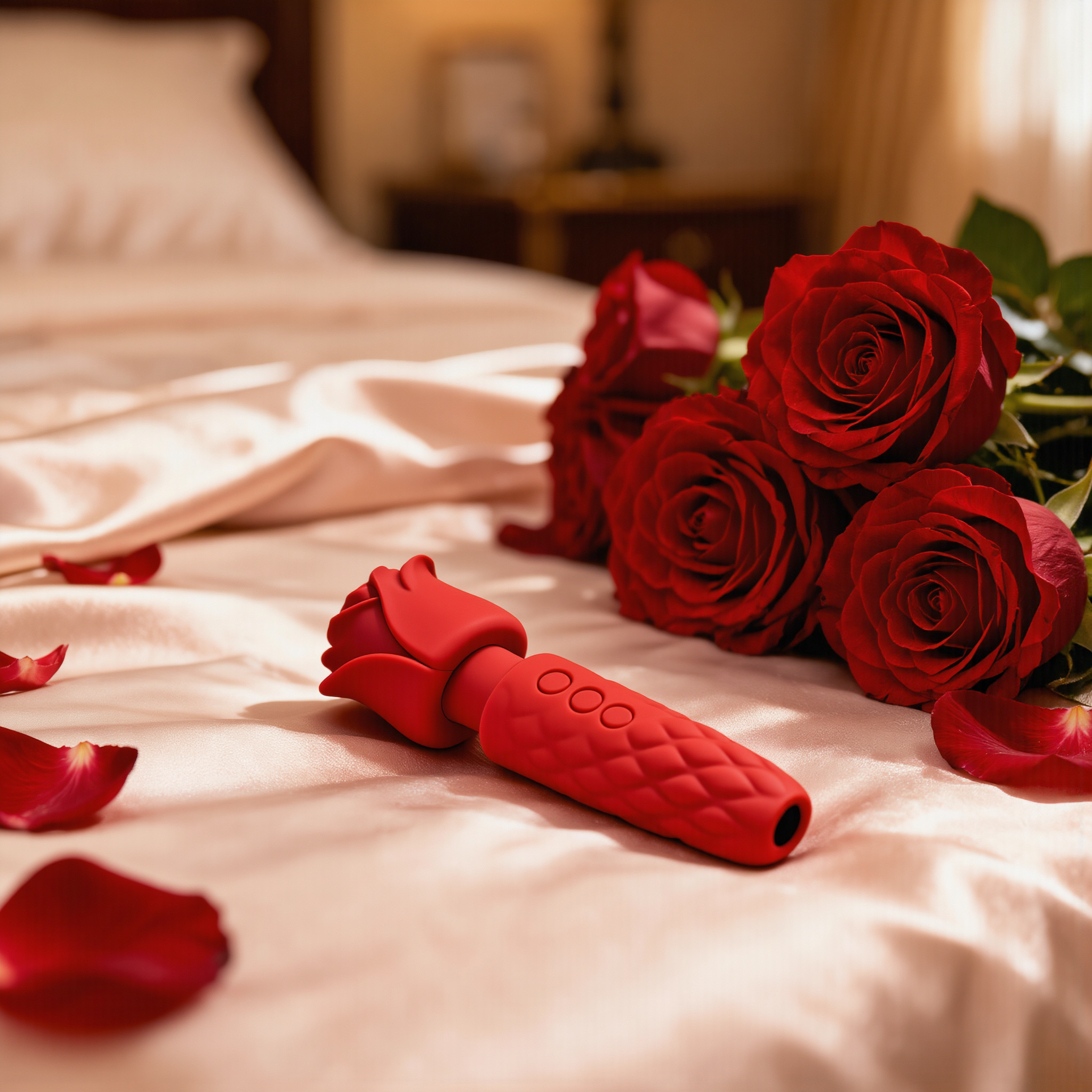 Bloomgasm Pleasure Rose 10X Silicone Wand with Rose Attachment
