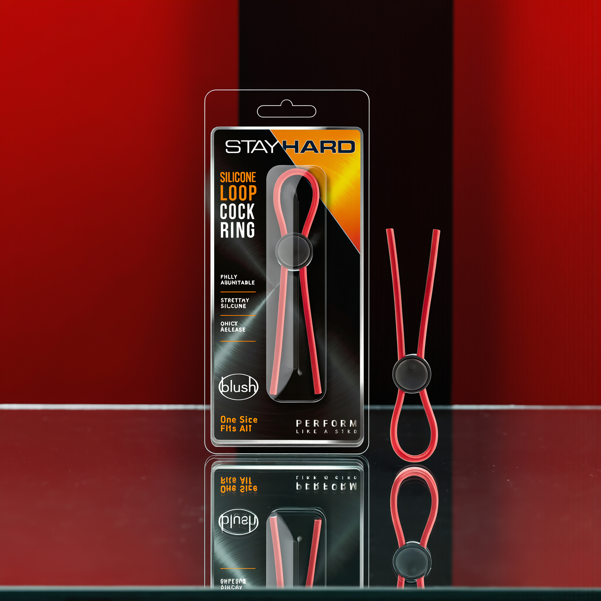 Stay Hard Silicone Loop Lasso/Bolo Cockring Red