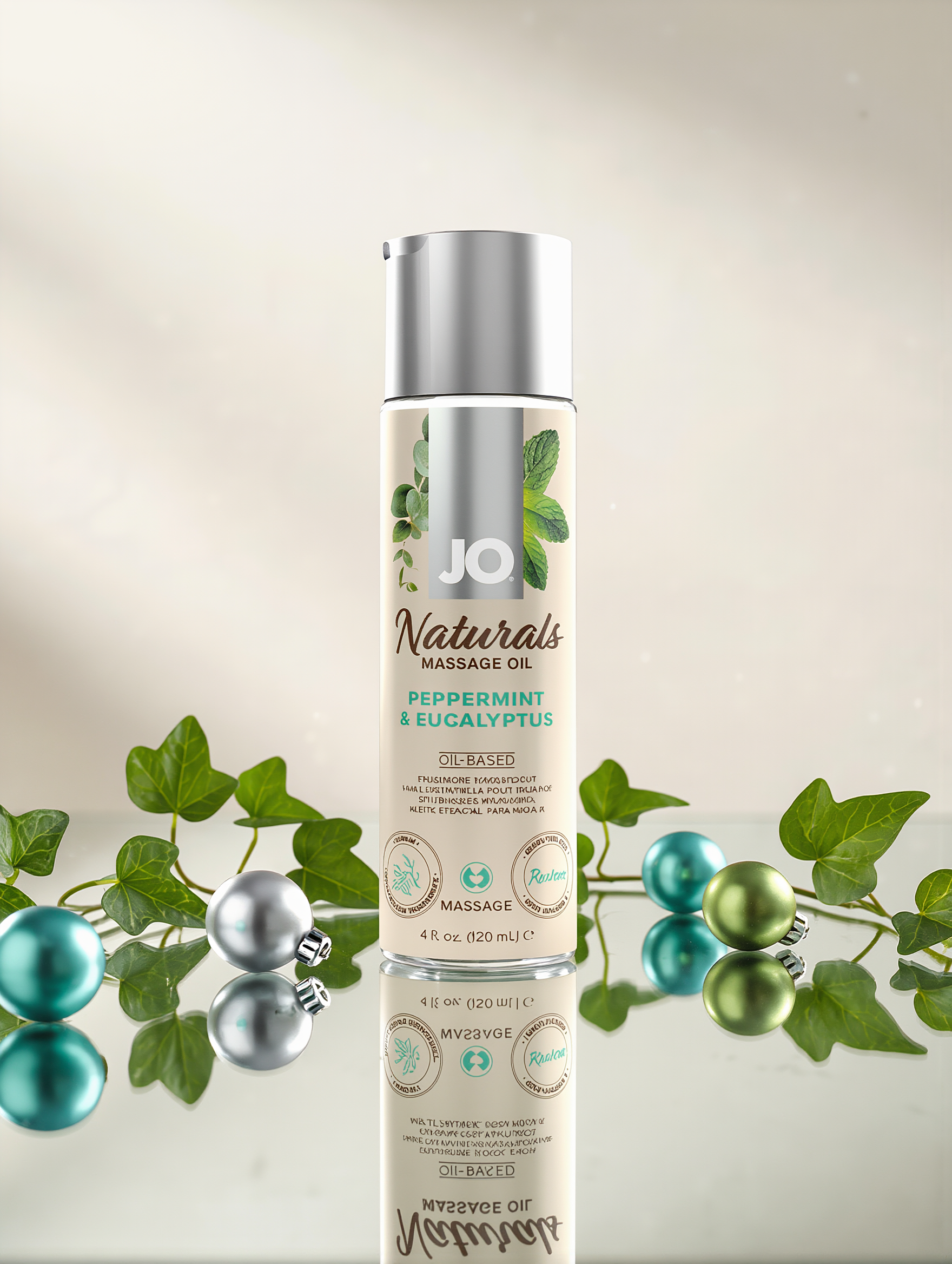 JO Naturals Massage Oil Peppermint & Eucalyptus 4 oz