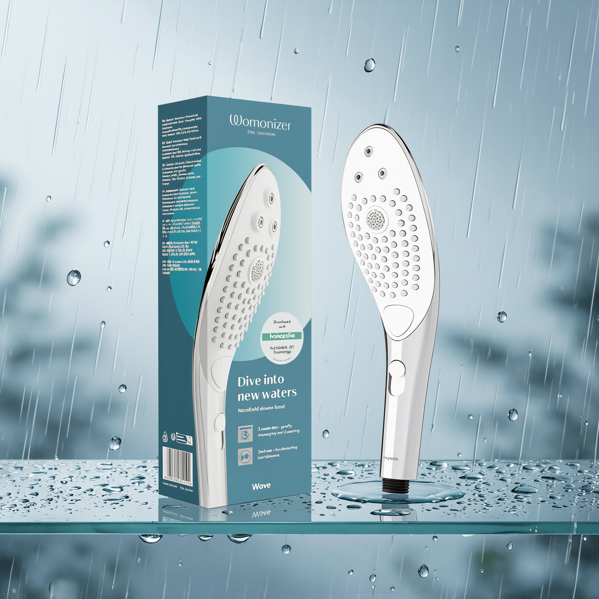 Womanizer Wave Shower Head Masturbator Chrome