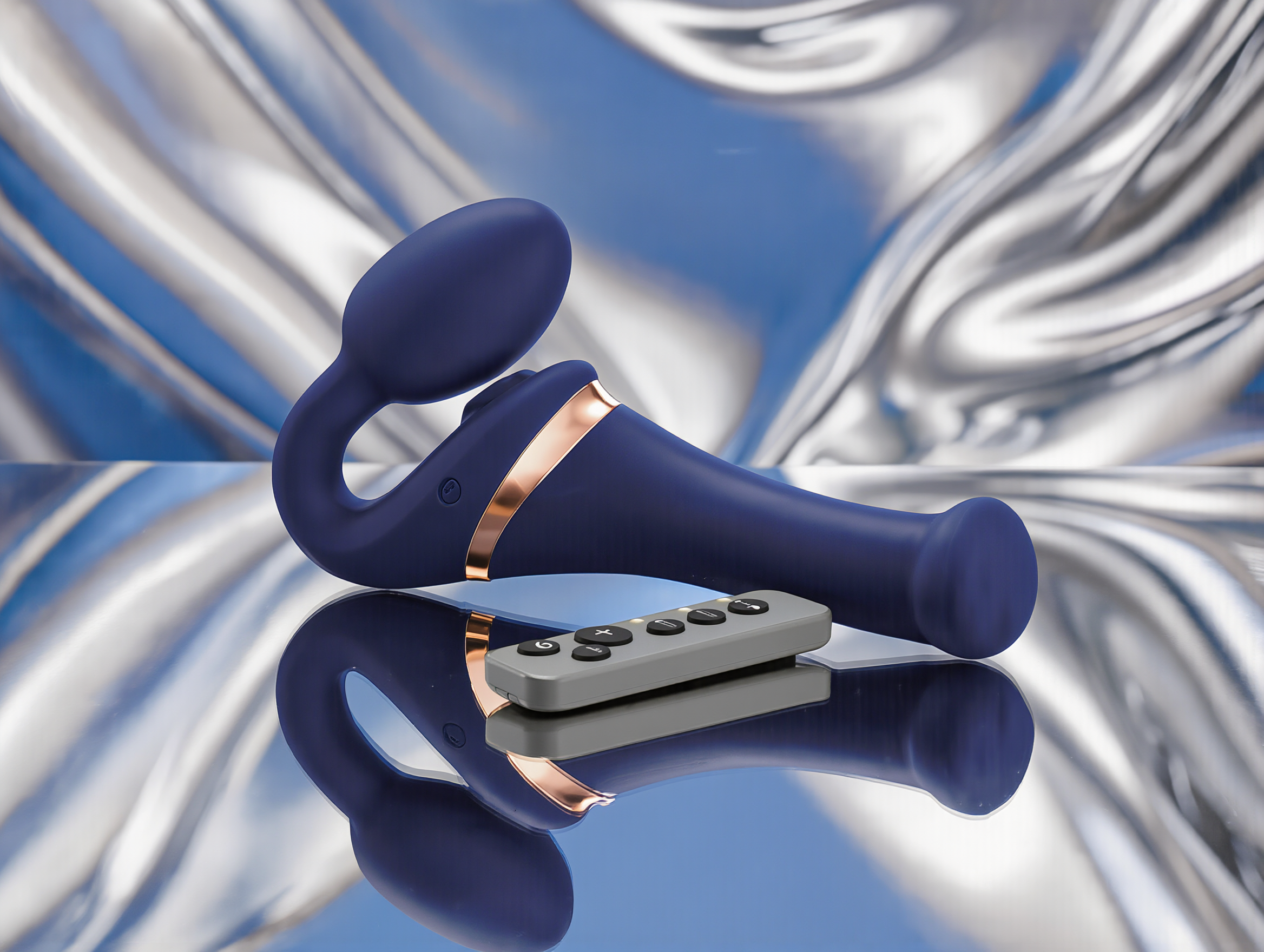Strap-On-Me Rechargeable Remote-Controlled Multi Orgasm Bendable Strapless Strap-On Night Blue Small